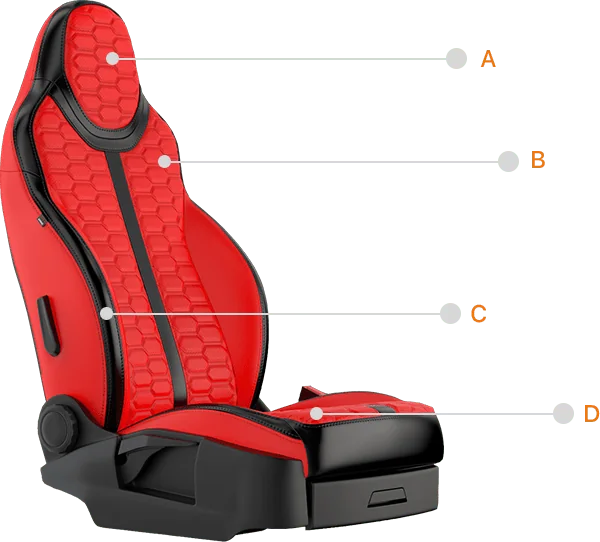 Interieur met op maat gemaakte stoelhoezen